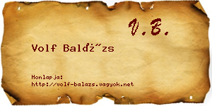 Volf Balázs névjegykártya